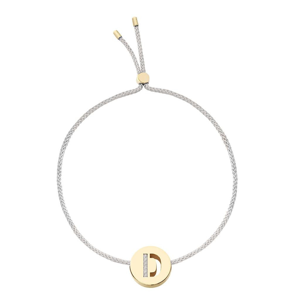 Ruifier ABC's D Cord Bracelet Light Grey Yellow Gold