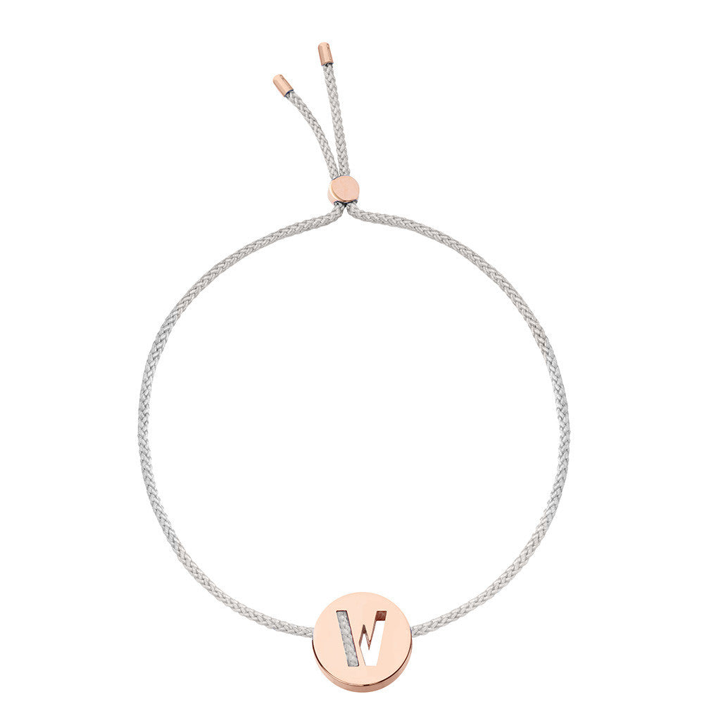 Ruifier ABC's W Cord Bracelet Light Grey Rose Gold