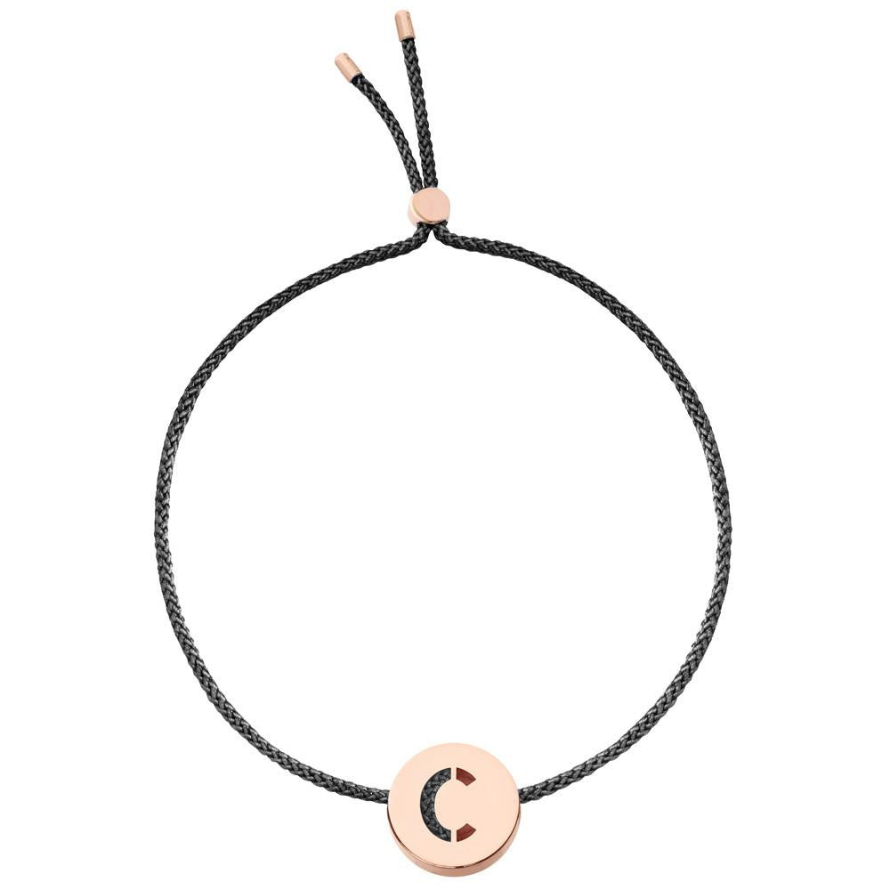 Ruifier ABC's C Cord Bracelet Black Rose Gold