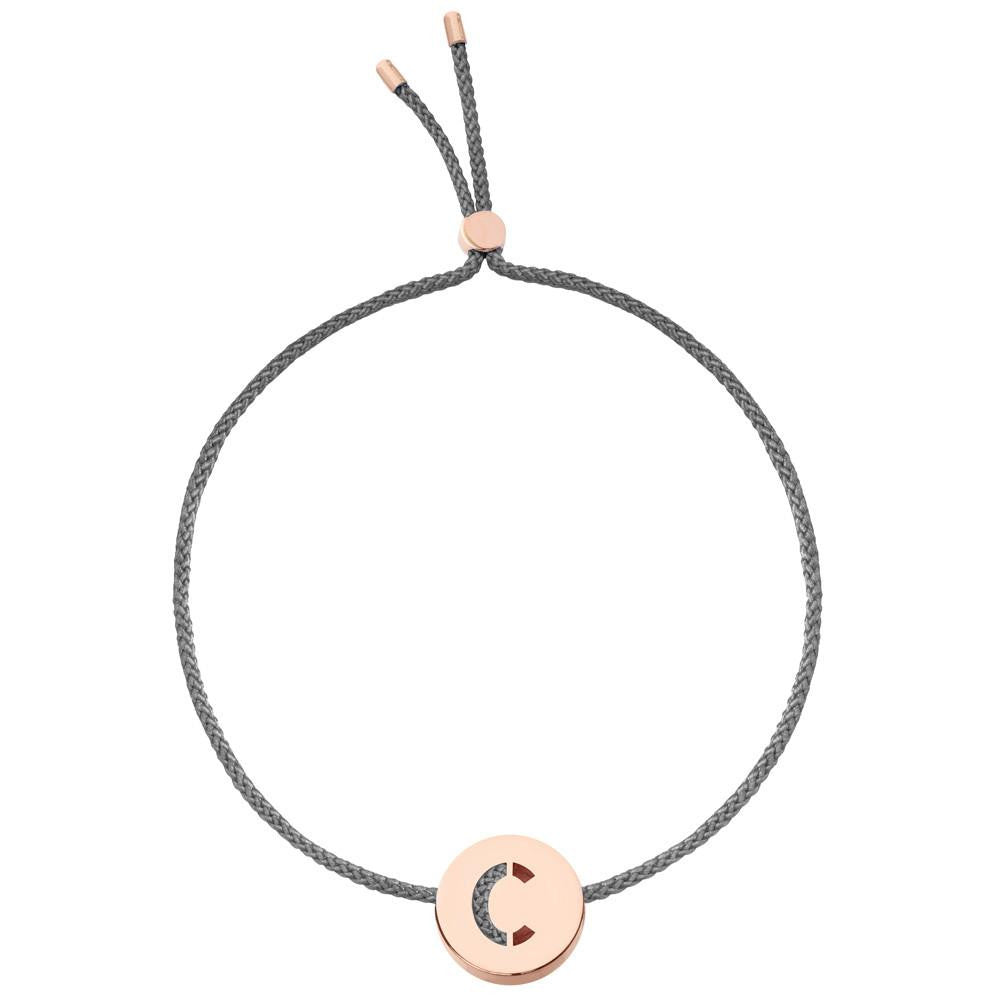 Ruifier ABC's C Cord Bracelet Dark Grey Rose Gold
