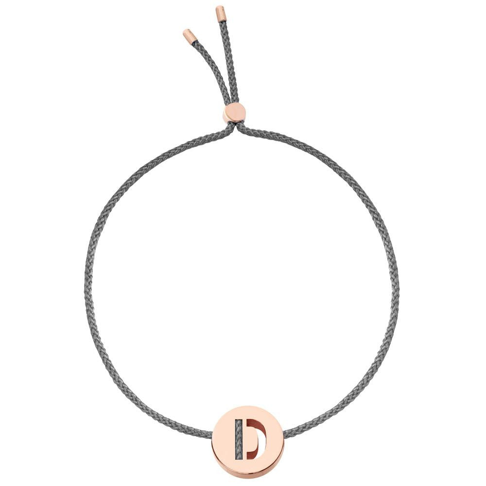 Ruifier ABC's D Cord Bracelet Dark Grey Rose Gold