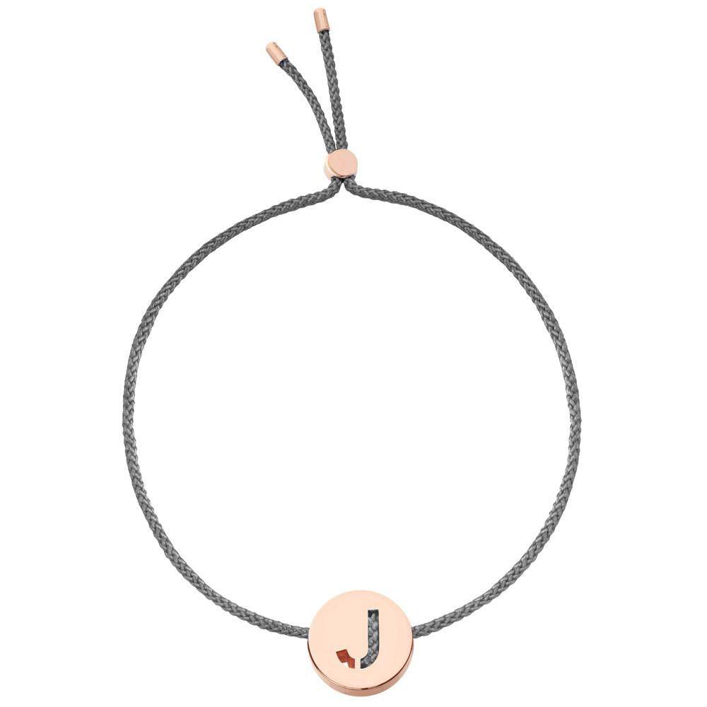 Ruifier ABC's J Cord Bracelet Dark Grey Rose Gold