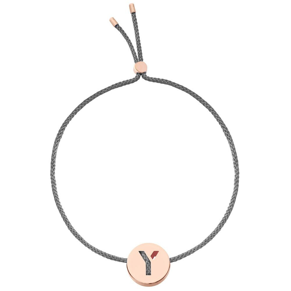 Ruifier ABC's Y Cord Bracelet Dark Grey Rose Gold