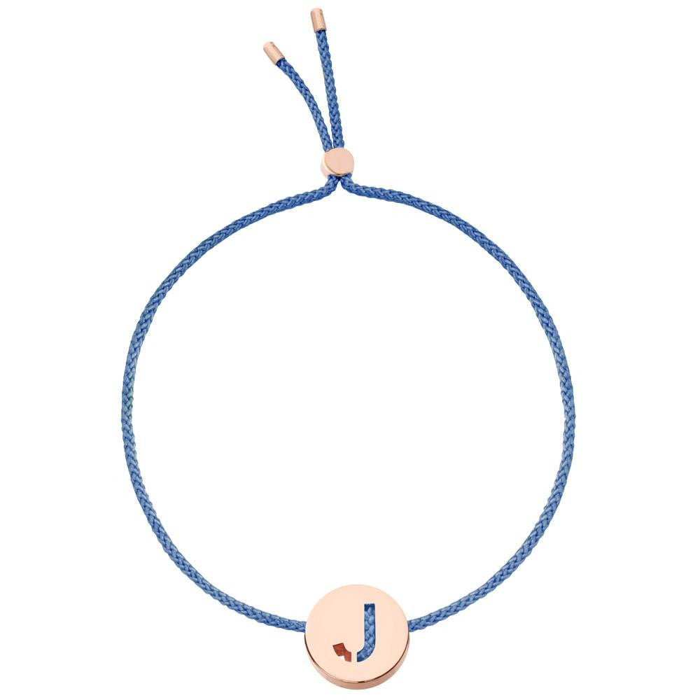 Ruifier ABC's J Cord Bracelet Dusky Blue Rose Gold