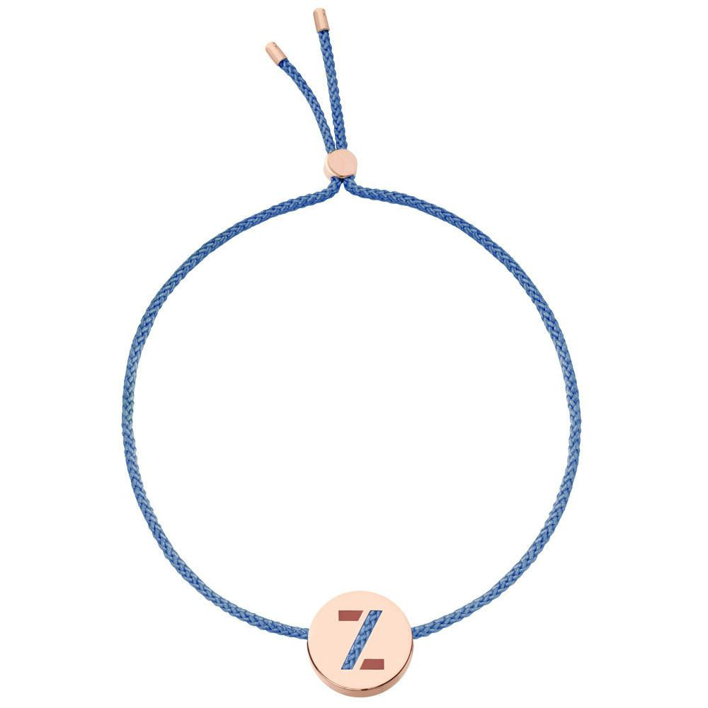 Ruifier ABC's Z Cord Bracelet Dusky Blue Rose Gold