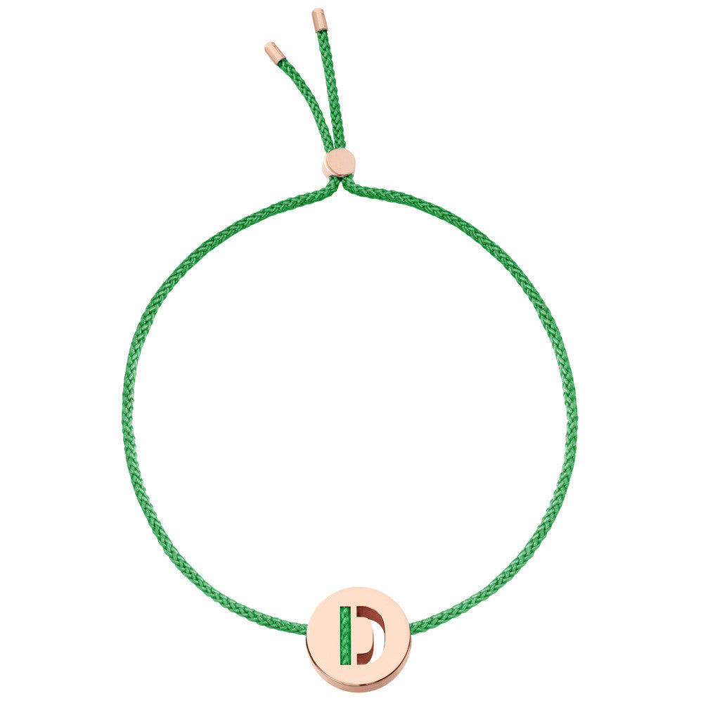 Ruifier ABC's D Cord Bracelet Green Rose Gold