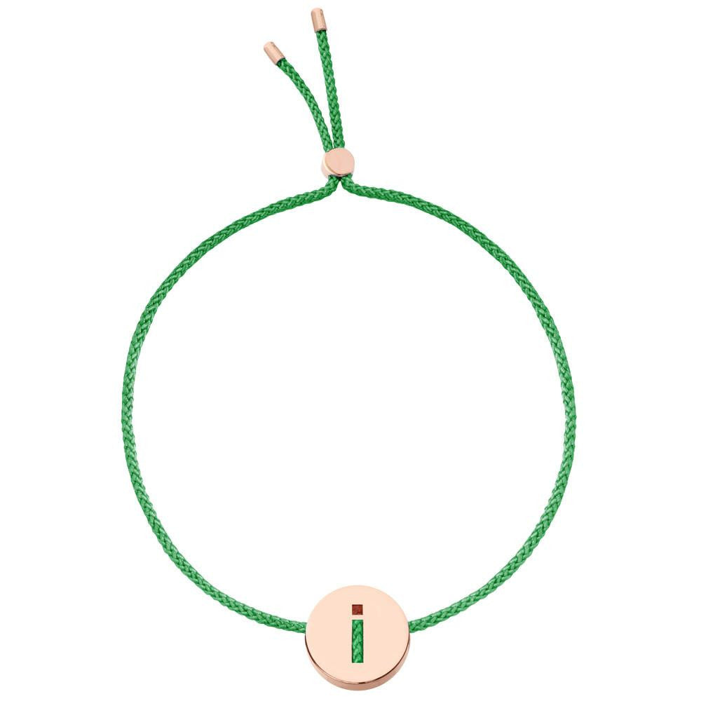 Ruifier ABC's I Cord Bracelet Green Rose Gold