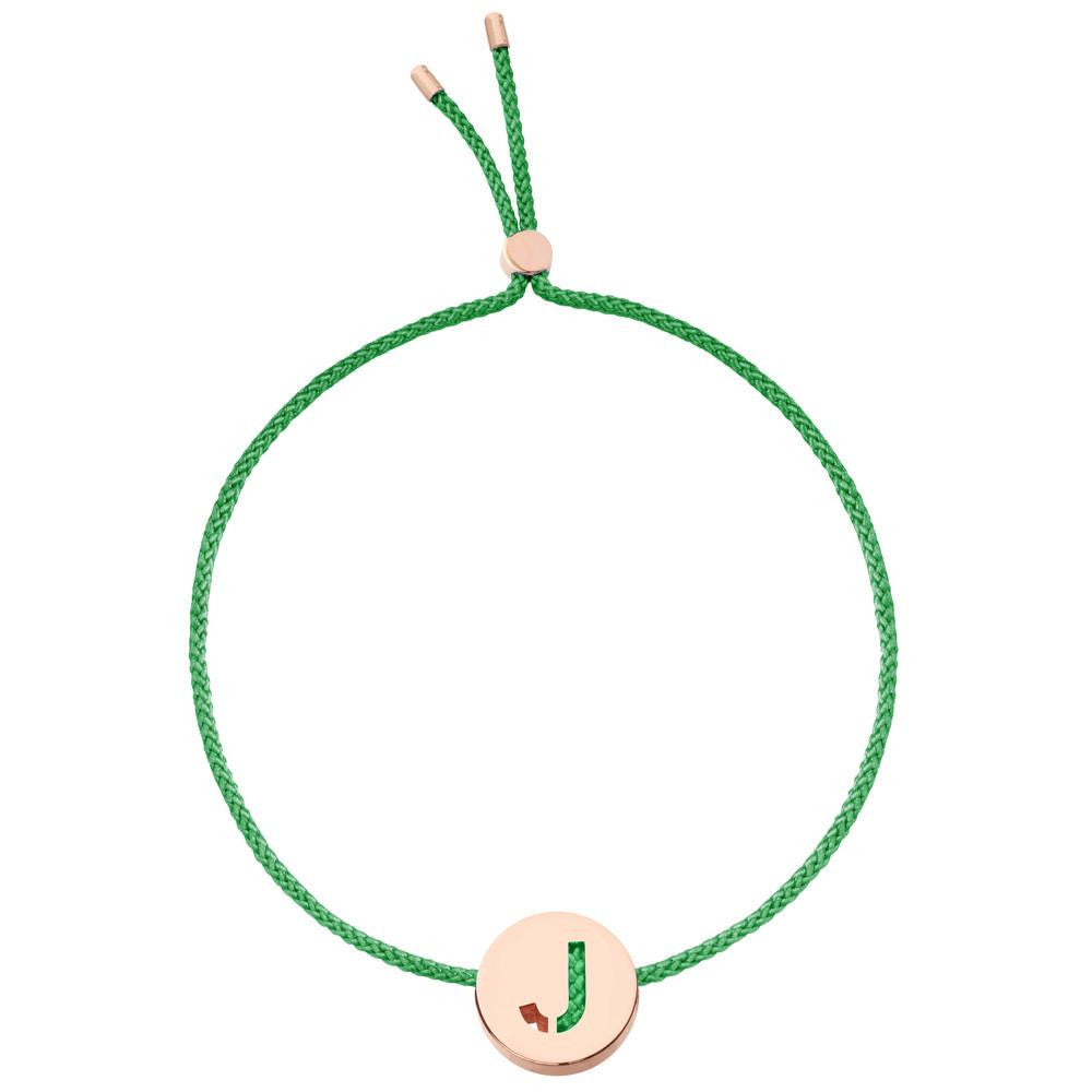 Ruifier ABC's J Cord Bracelet Green Rose Gold