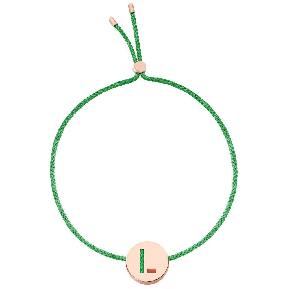 Ruifier ABC's L Cord Bracelet Green Rose Gold