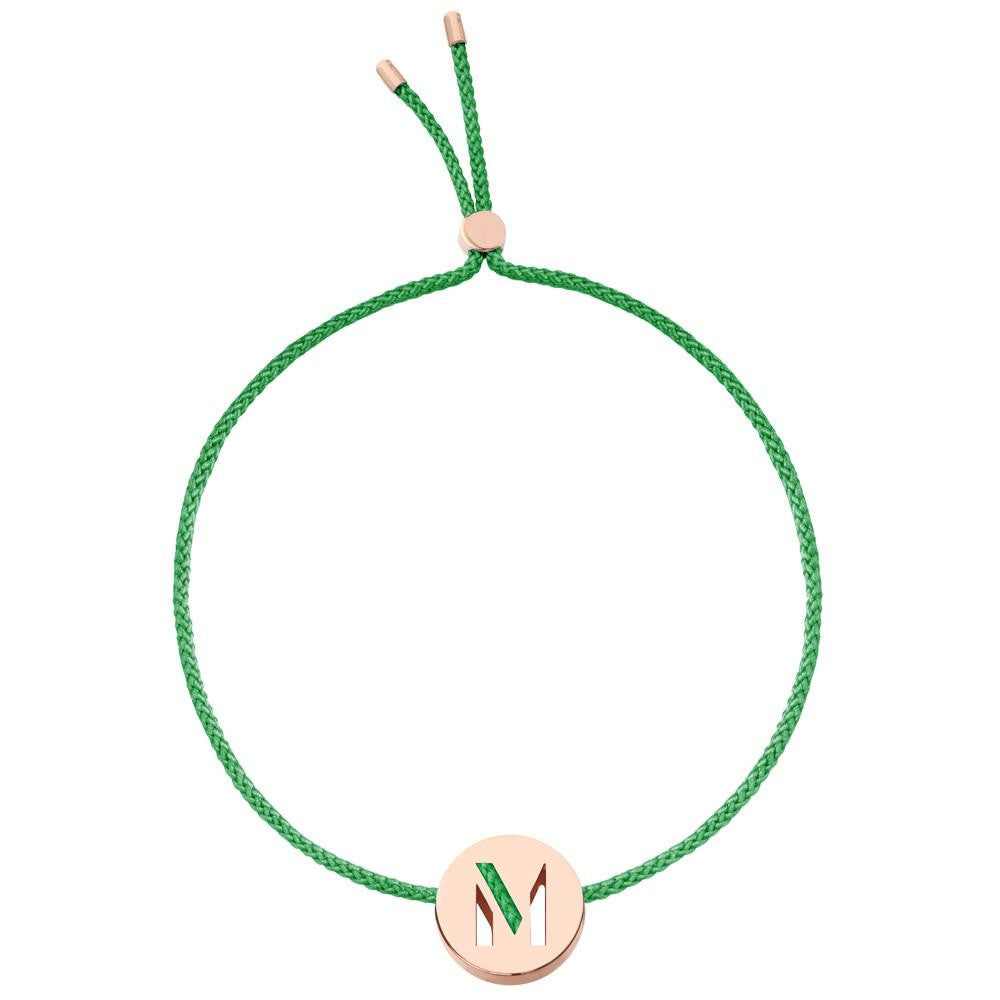 Ruifier ABC's M Cord Bracelet Green Rose Gold