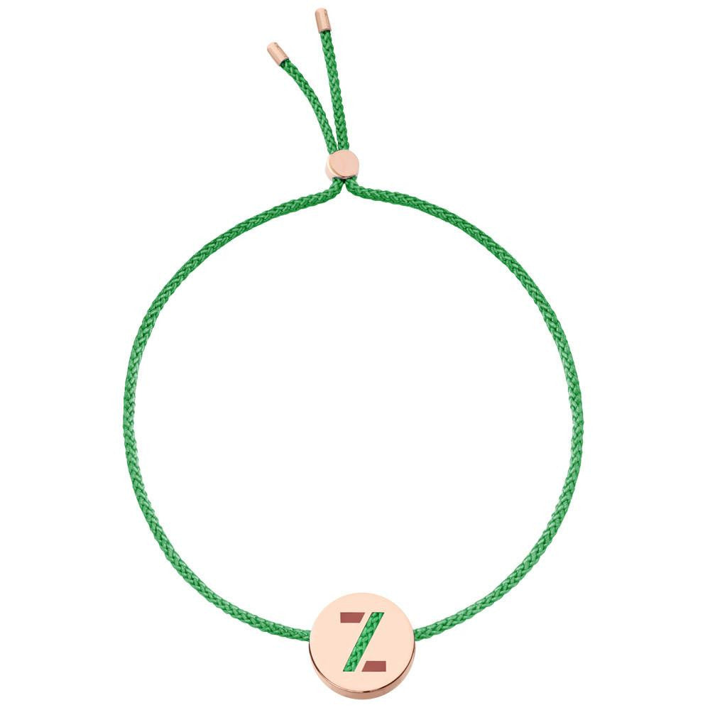 Ruifier ABC's Z Cord Bracelet Green Rose Gold
