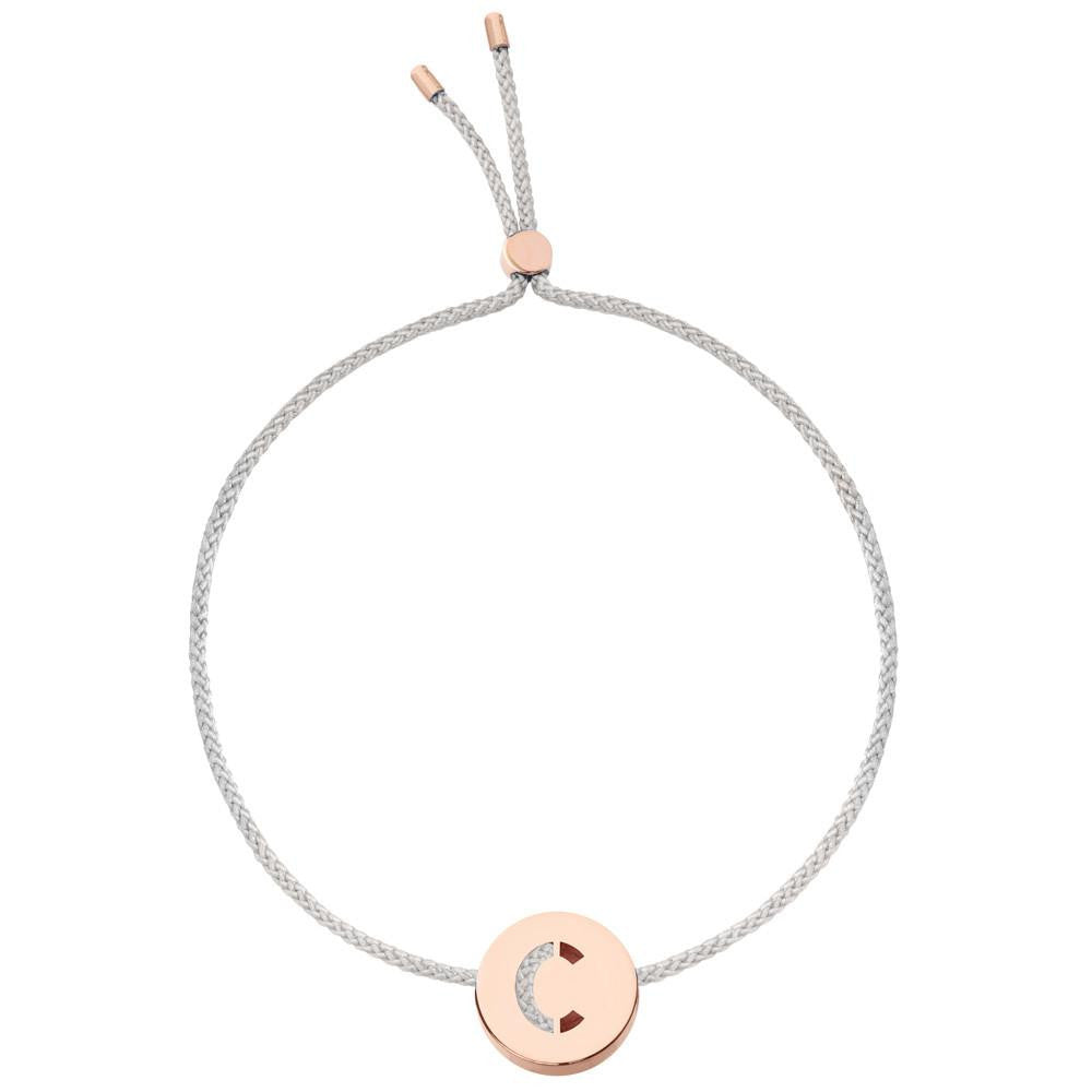 Ruifier ABC's C Cord Bracelet Light Grey Rose Gold