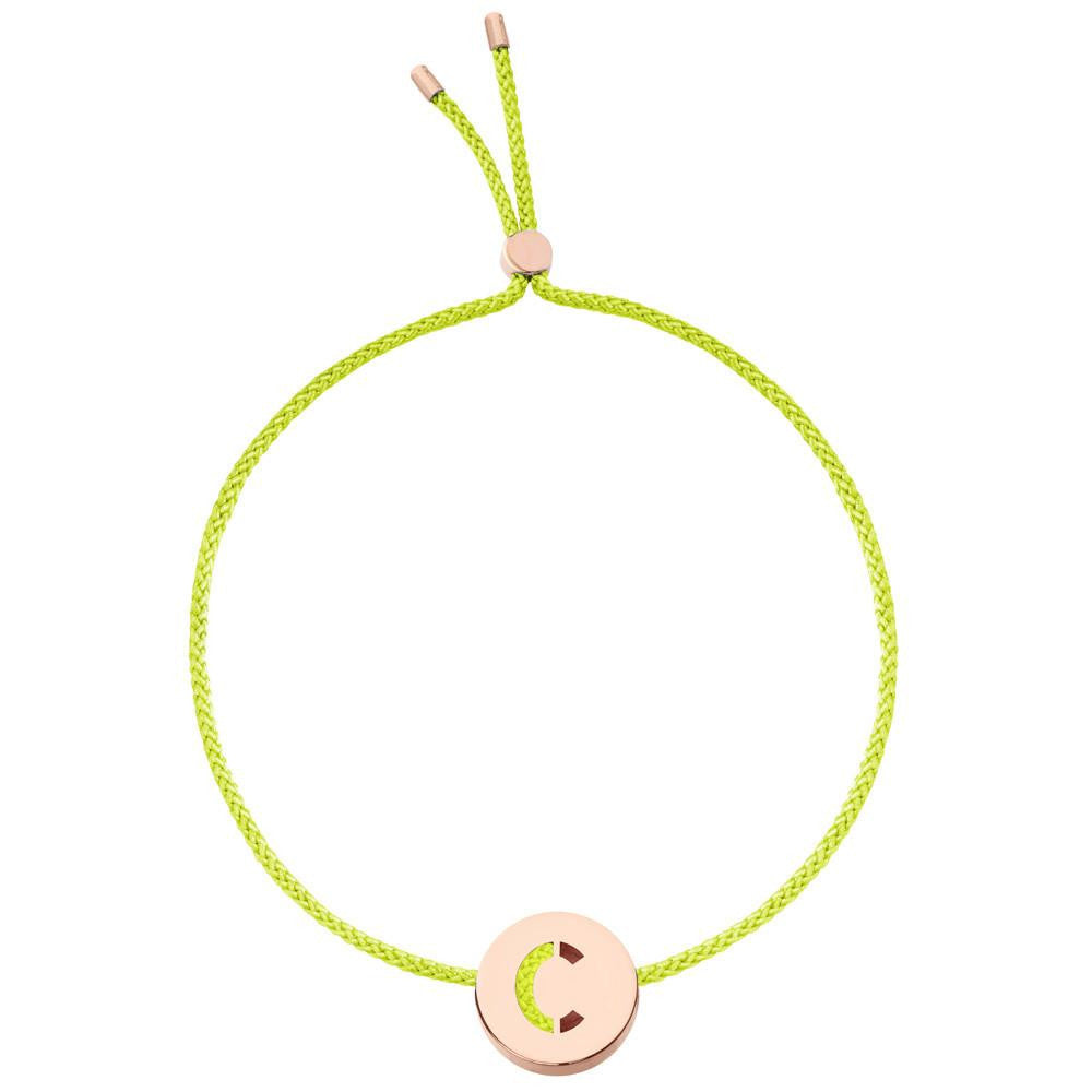 Ruifier ABC's C Cord Bracelet Lime Green Rose Gold