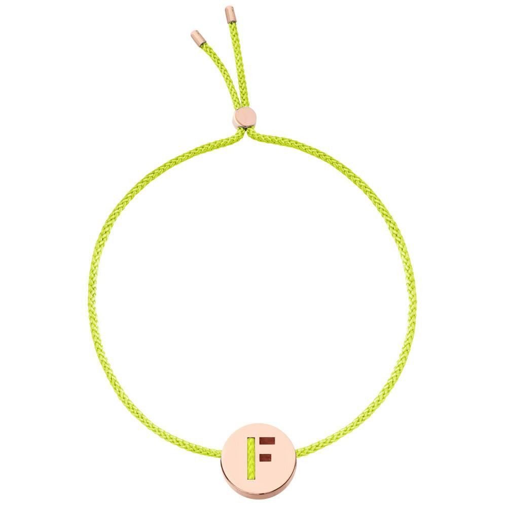 Ruifier ABC's F Cord Bracelet Lime Green Rose Gold