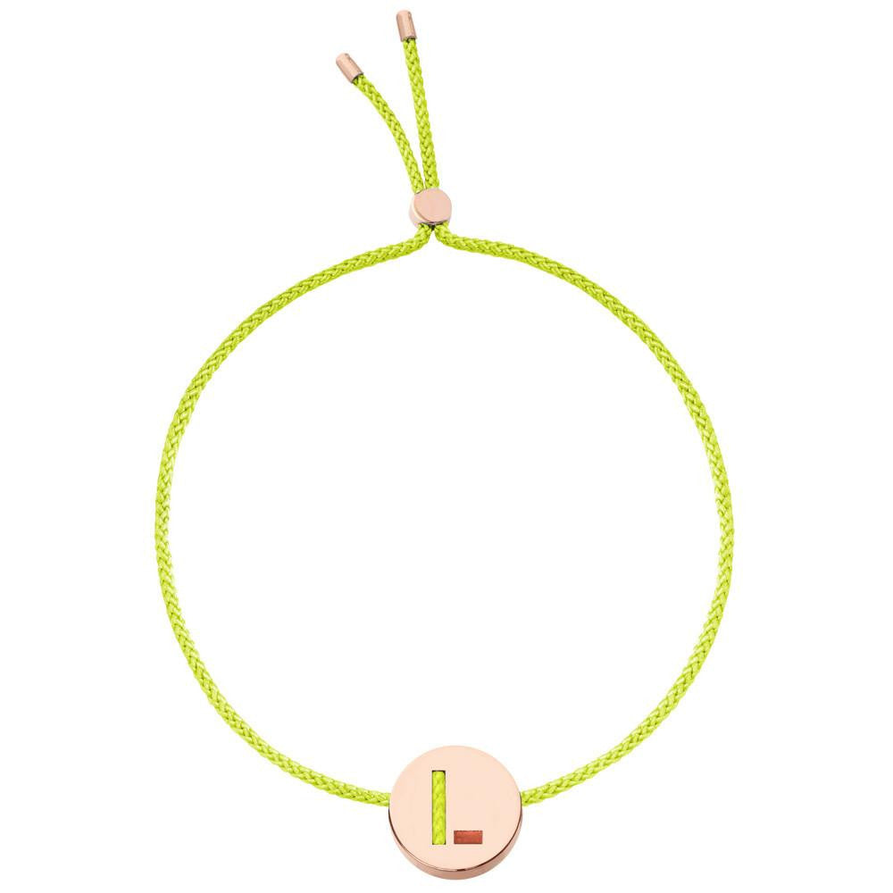 Ruifier ABC's L Cord Bracelet Lime Green Rose Gold