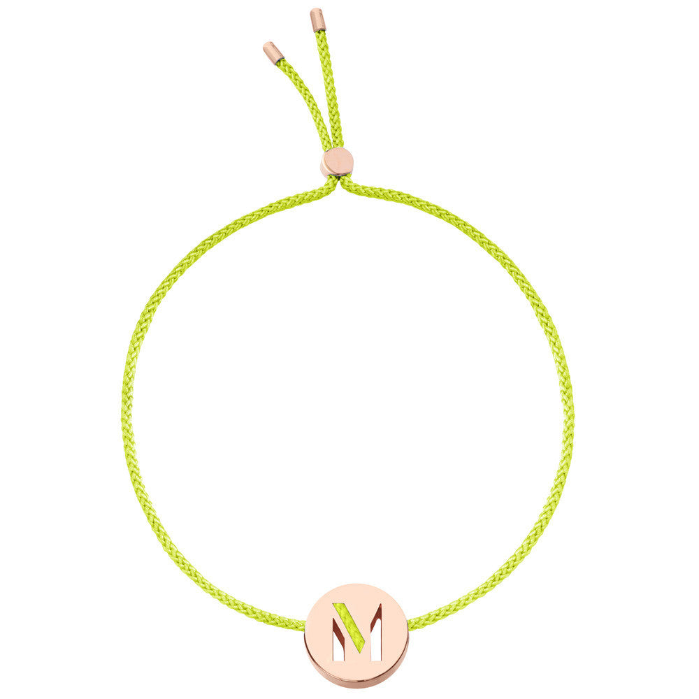 Ruifier ABC's M Cord Bracelet Lime Green Rose Gold