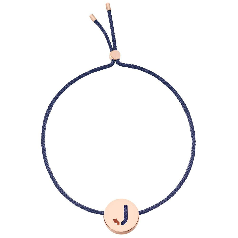 Ruifier ABC's J Cord Bracelet Navy Rose Gold