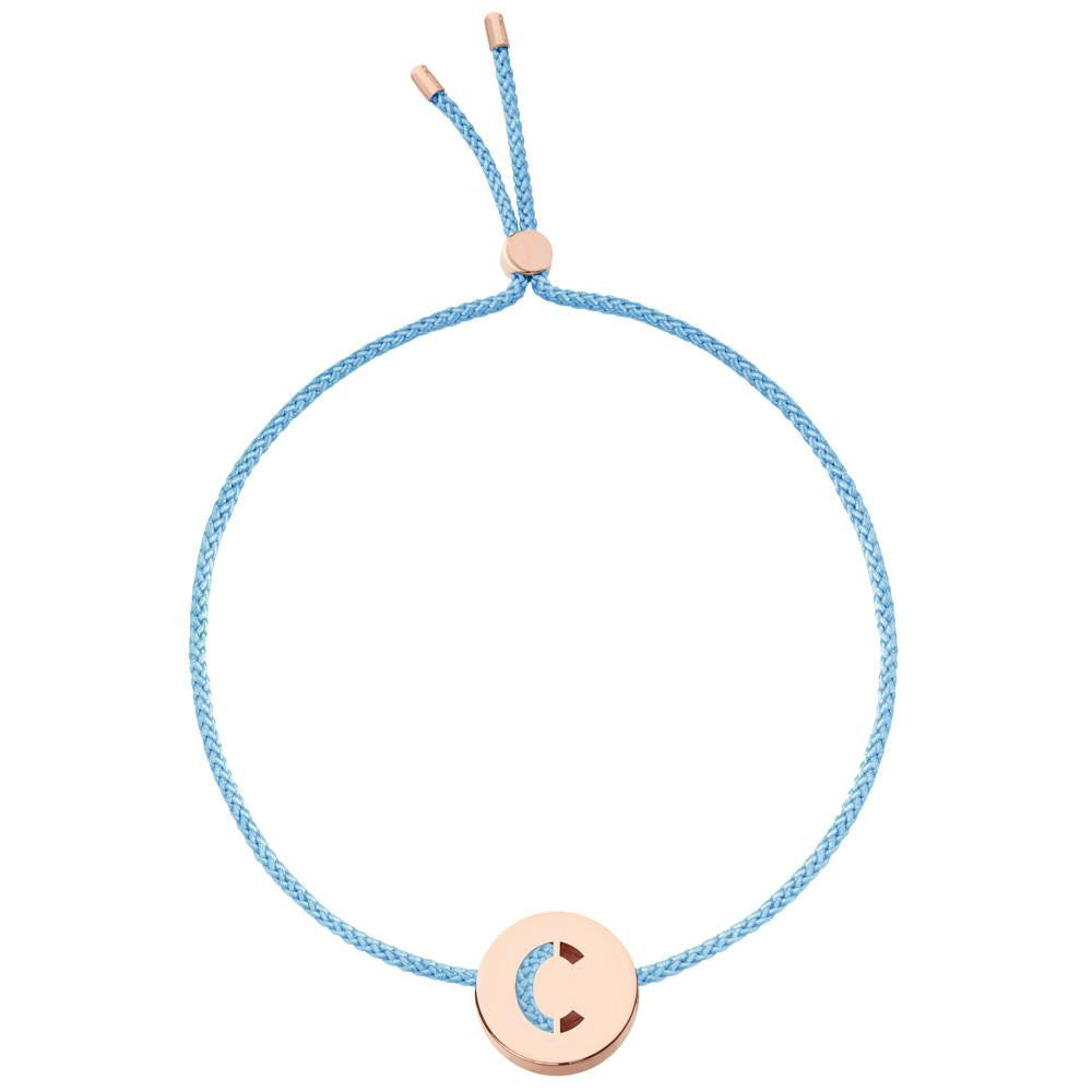 Ruifier ABC's C Cord Bracelet Sky Blue Rose Gold