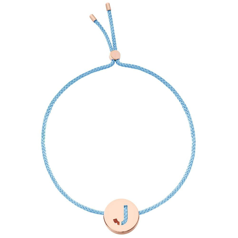 Ruifier ABC's J Cord Bracelet Sky Blue Rose Gold