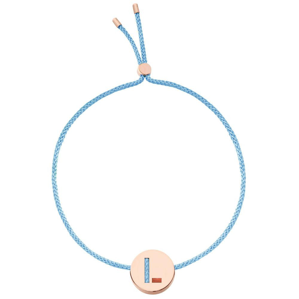 Ruifier ABC's L Cord Bracelet Sky Blue Rose Gold