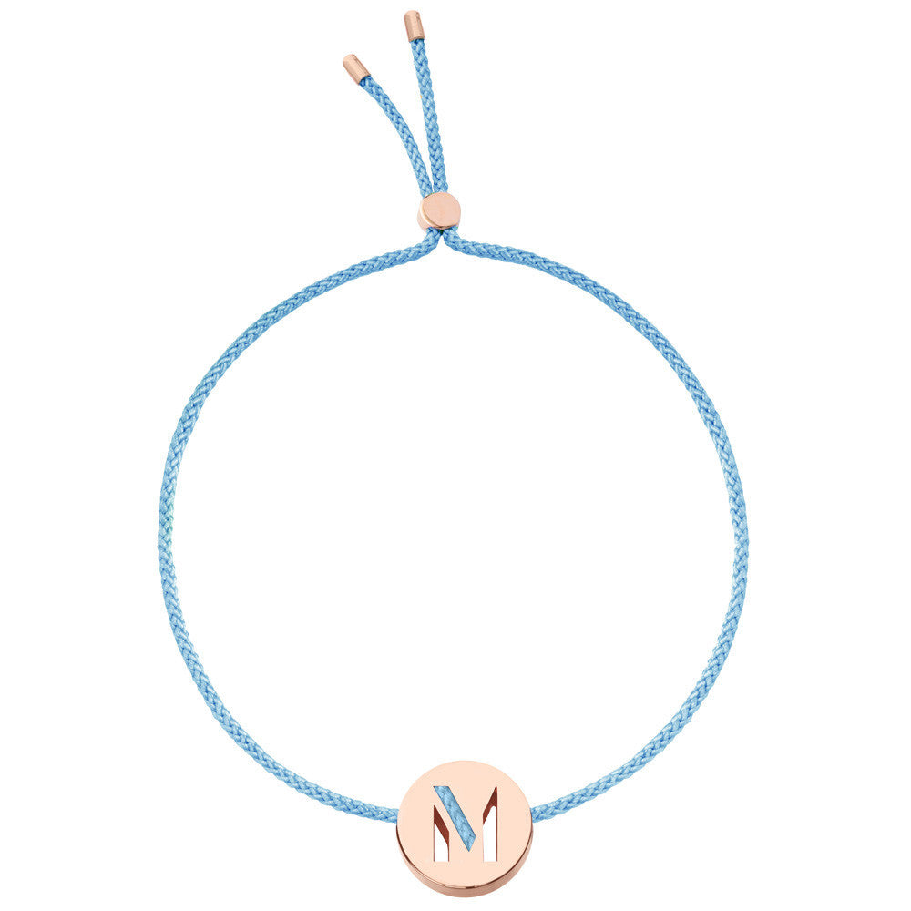 Ruifier ABC's M Cord Bracelet Sky Blue Rose Gold