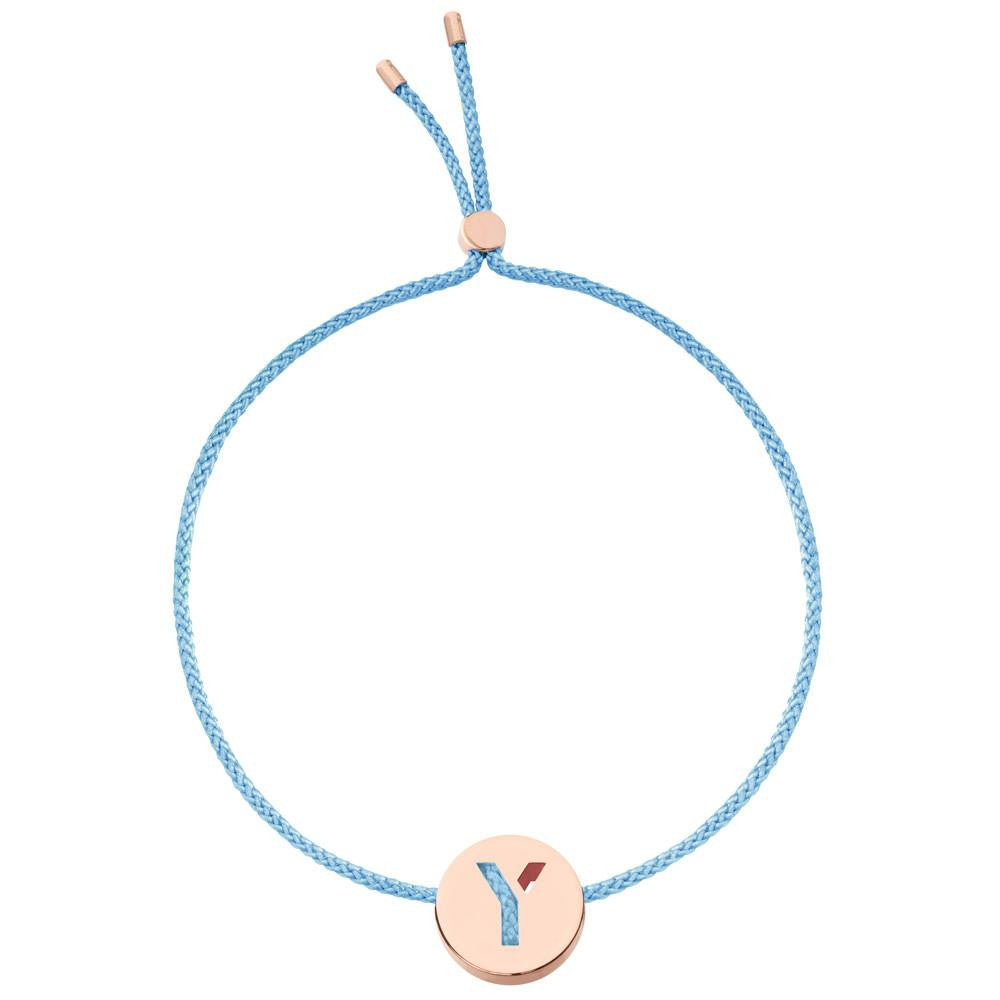 Ruifier ABC's Y Cord Bracelet Sky Blue Rose Gold