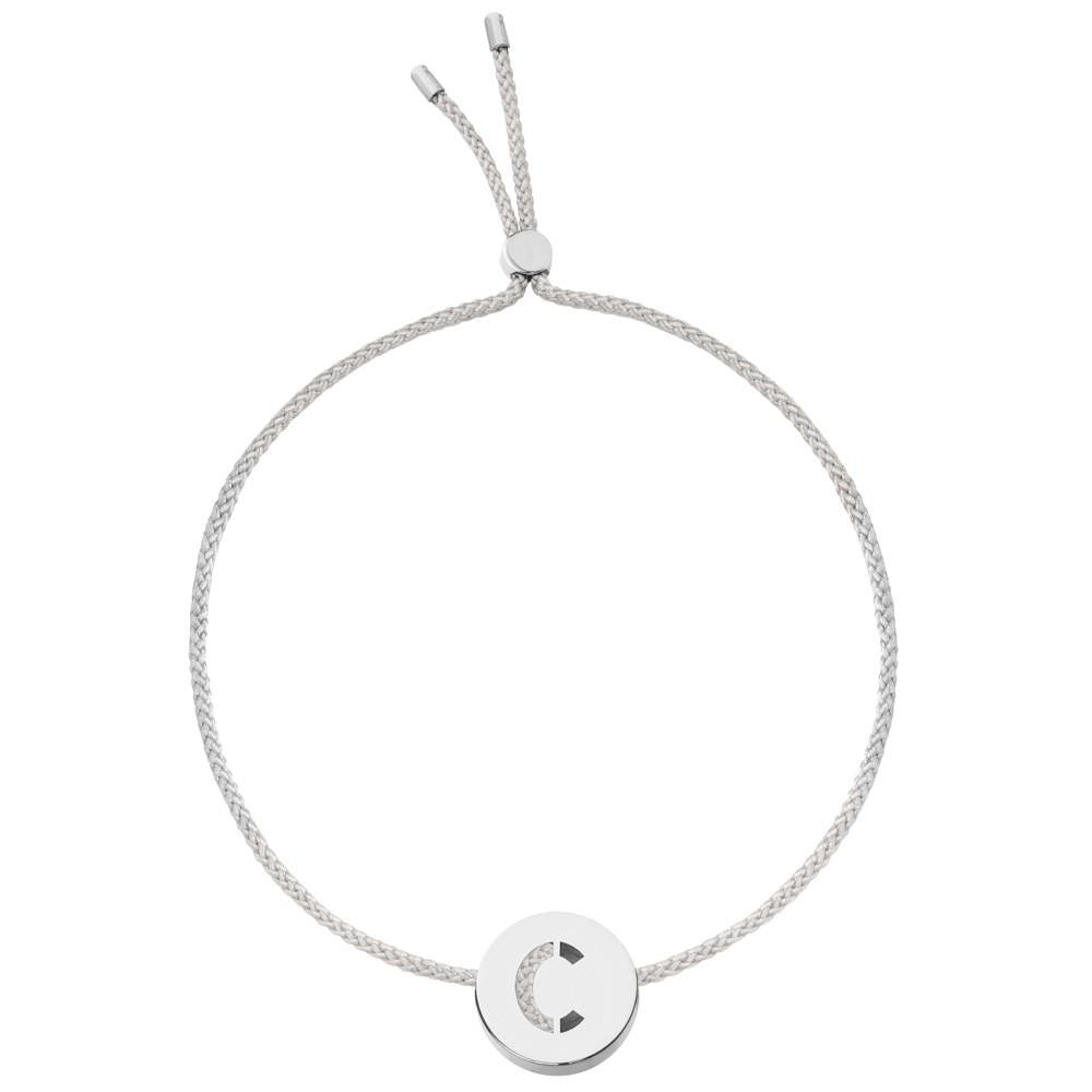 Ruifier ABC's C Cord Bracelet Light Grey Sterling Silver