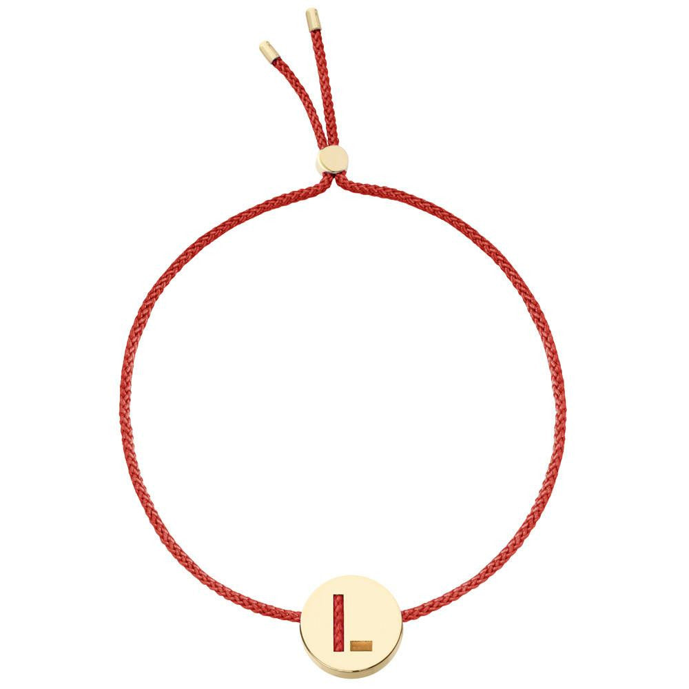 Ruifier ABC's L Cord Bracelet Burnt Umber Yellow Gold