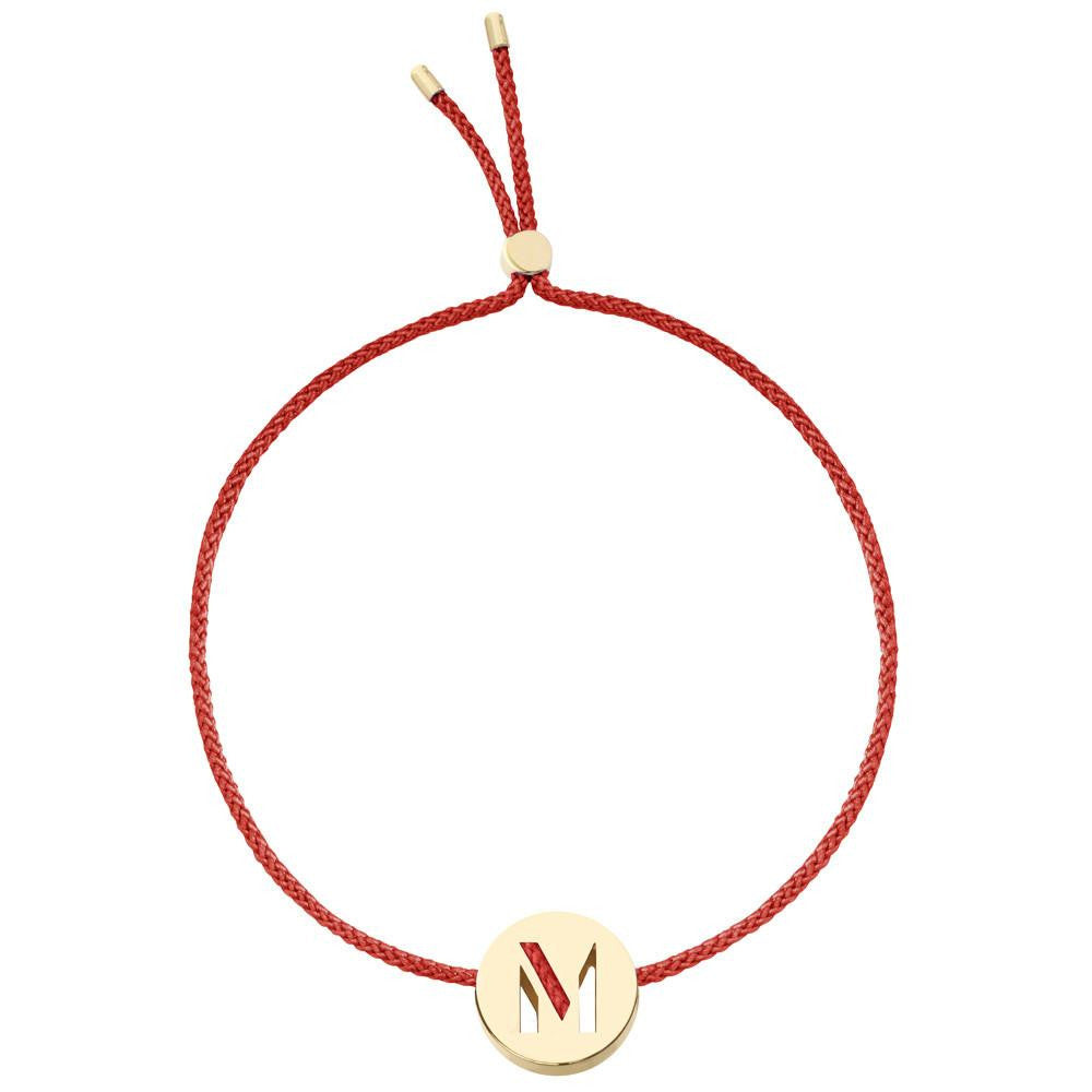 Ruifier ABC's M Cord Bracelet Burnt Umber Yellow Gold