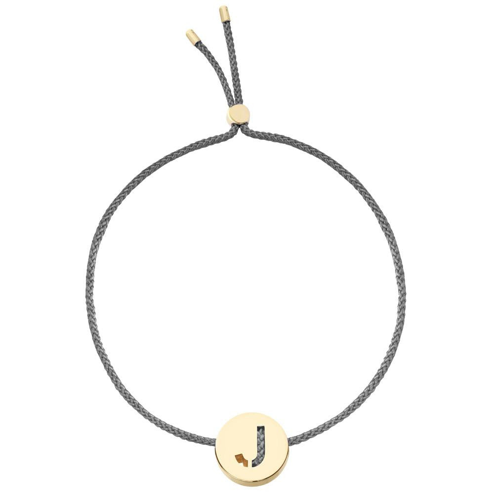 Ruifier ABC's J Cord Bracelet Dark Grey Yellow Gold