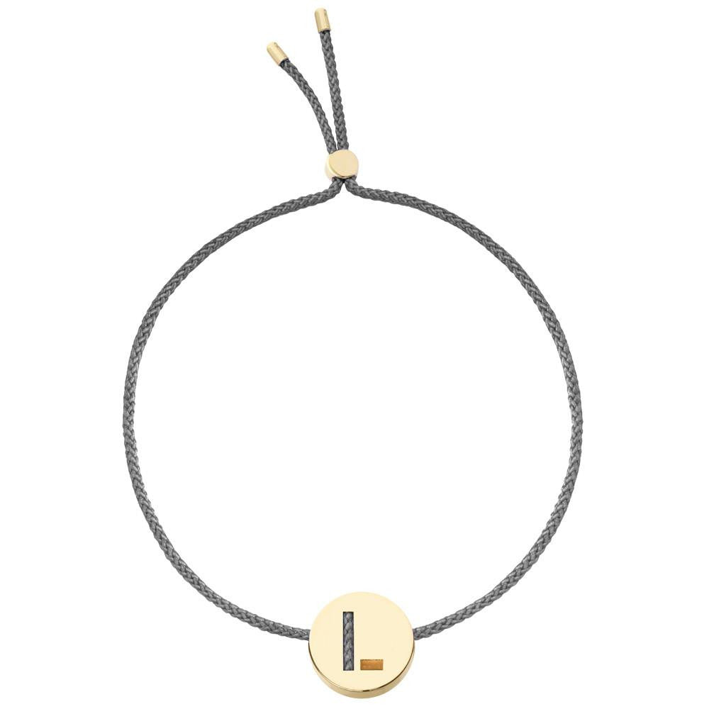 Ruifier ABC's L Cord Bracelet Dark Grey Yellow Gold