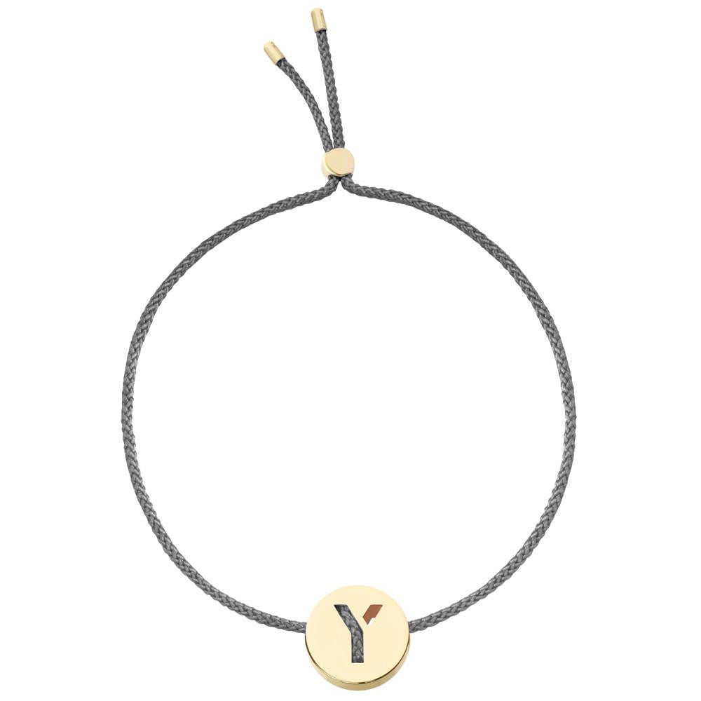 Ruifier ABC's Y Cord Bracelet Dark Grey Yellow Gold