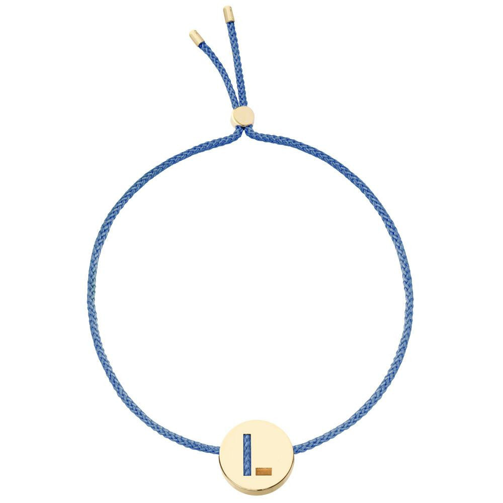 Ruifier ABC's L Cord Bracelet Dusky Blue Yellow Gold
