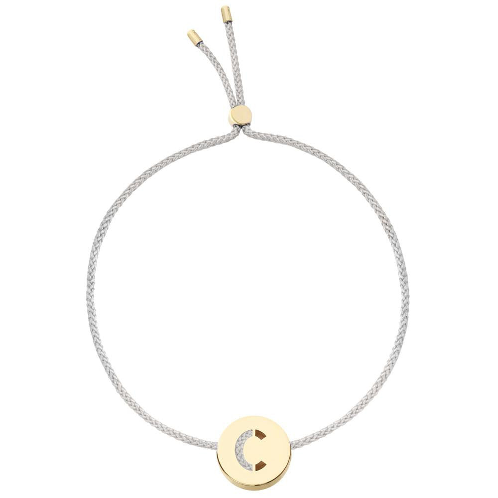 Ruifier ABC's C Cord Bracelet Light Grey Yellow Gold