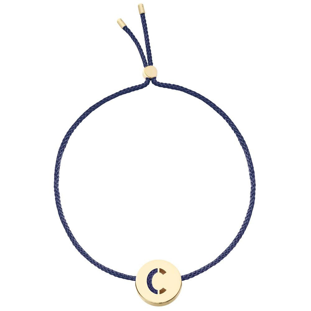 Ruifier ABC's C Cord Bracelet Navy Yellow Gold