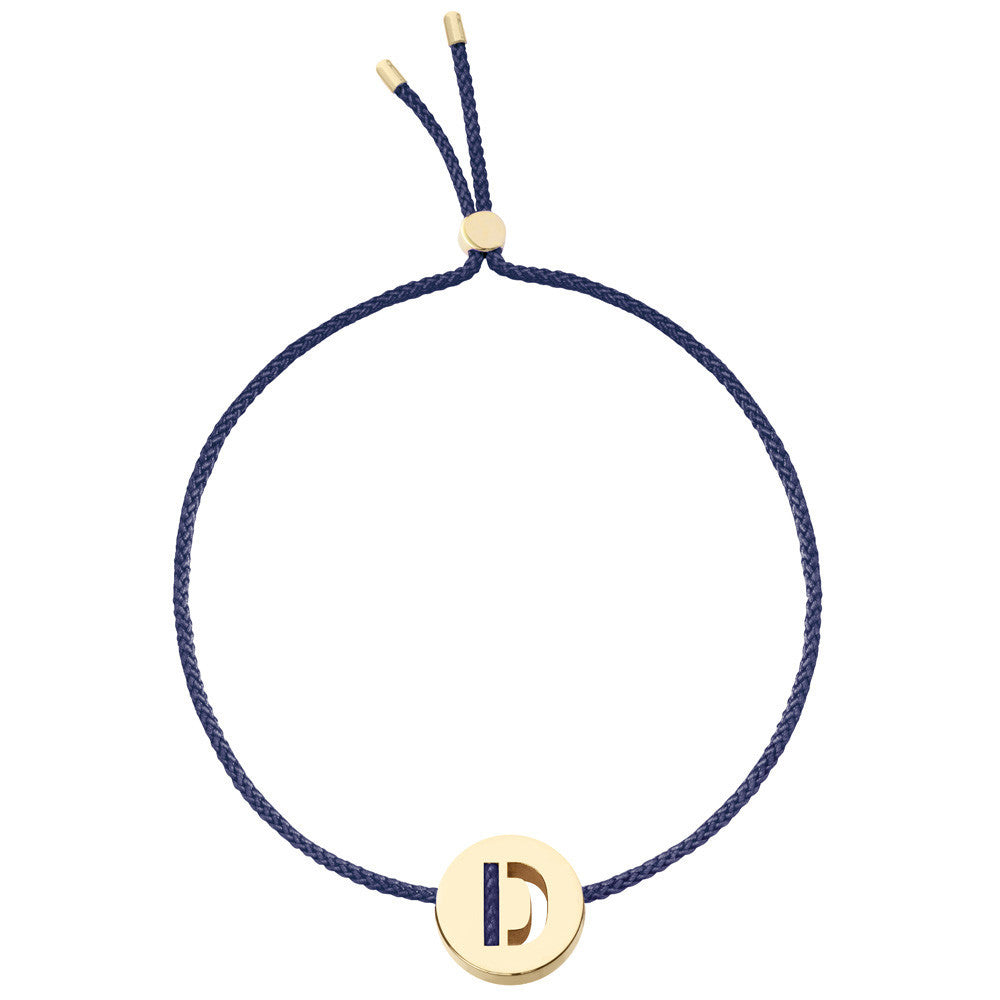 Ruifier ABC's D Cord Bracelet Navy Yellow Gold