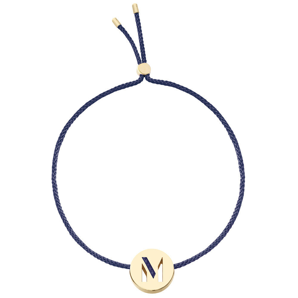 Ruifier ABC's M Cord Bracelet Navy Yellow Gold
