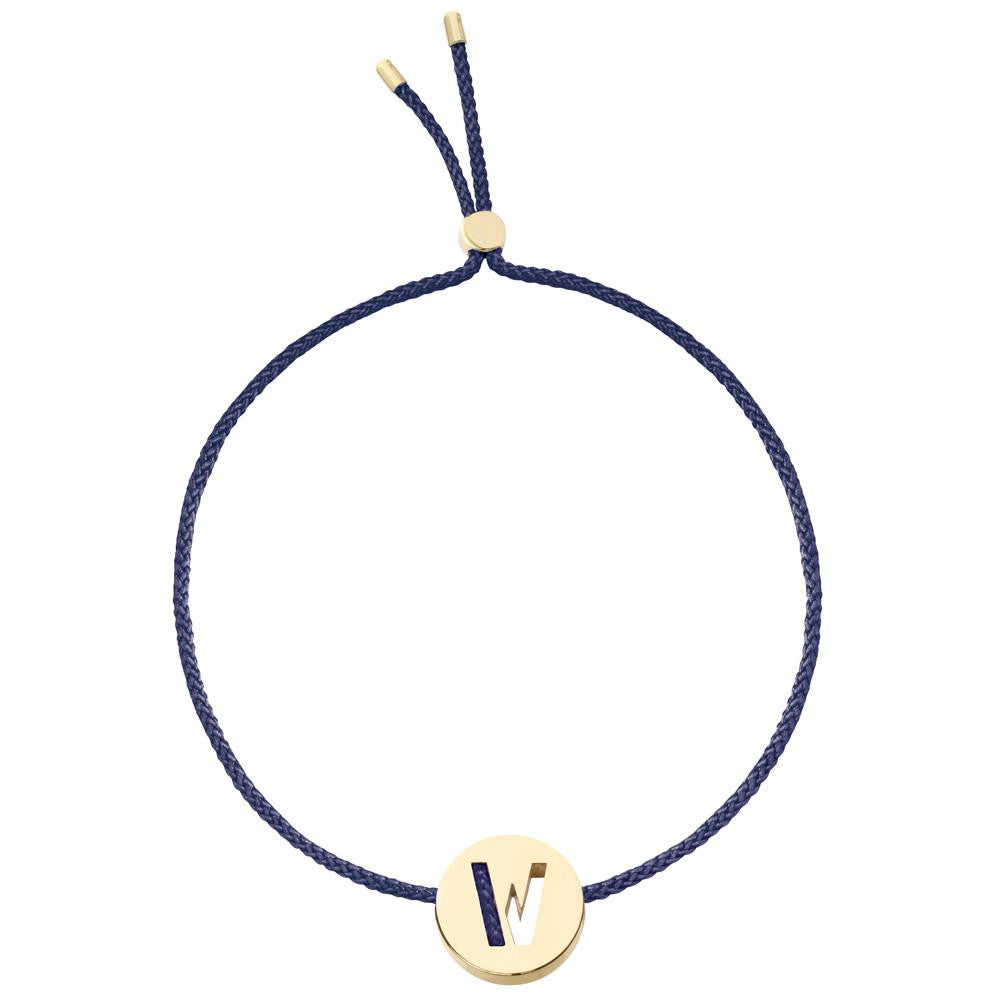 Ruifier ABC's W Cord Bracelet Navy Yellow Gold