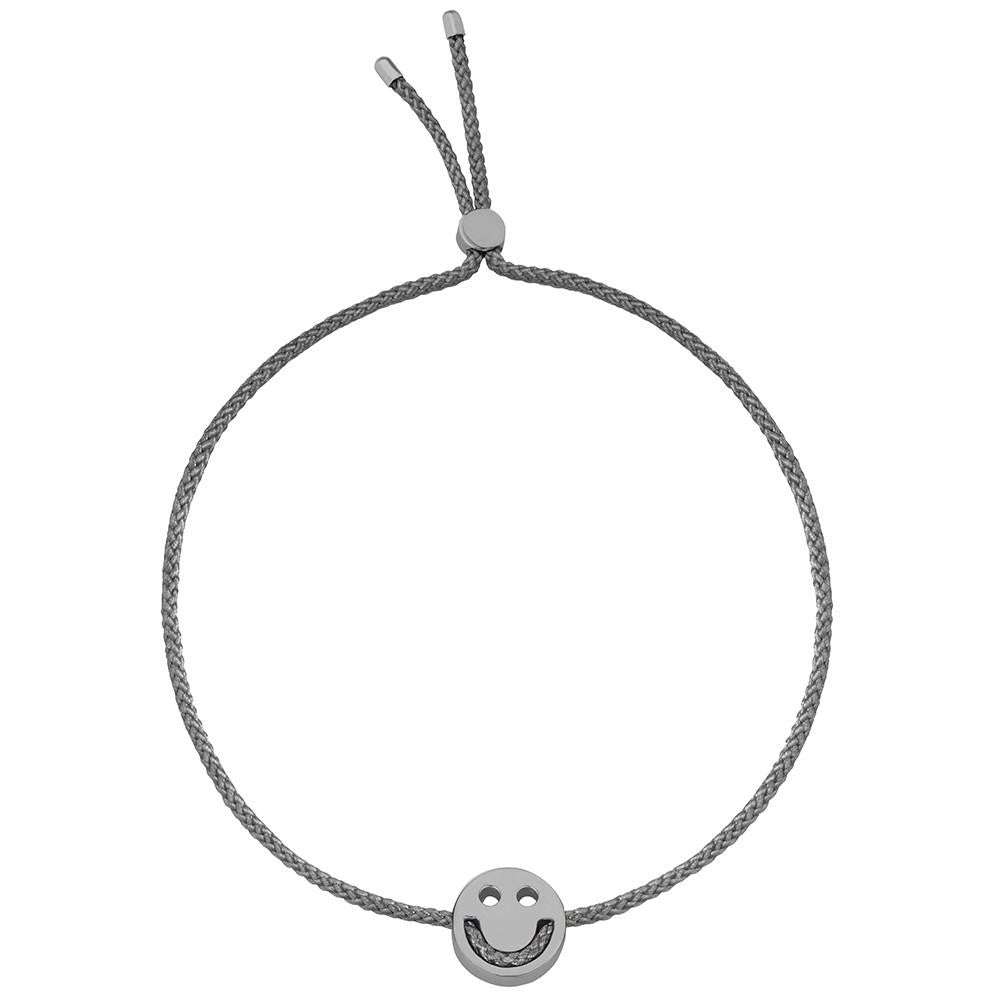Ruifier Friends Happy Cord Bracelet Dark Grey Black Rhodium