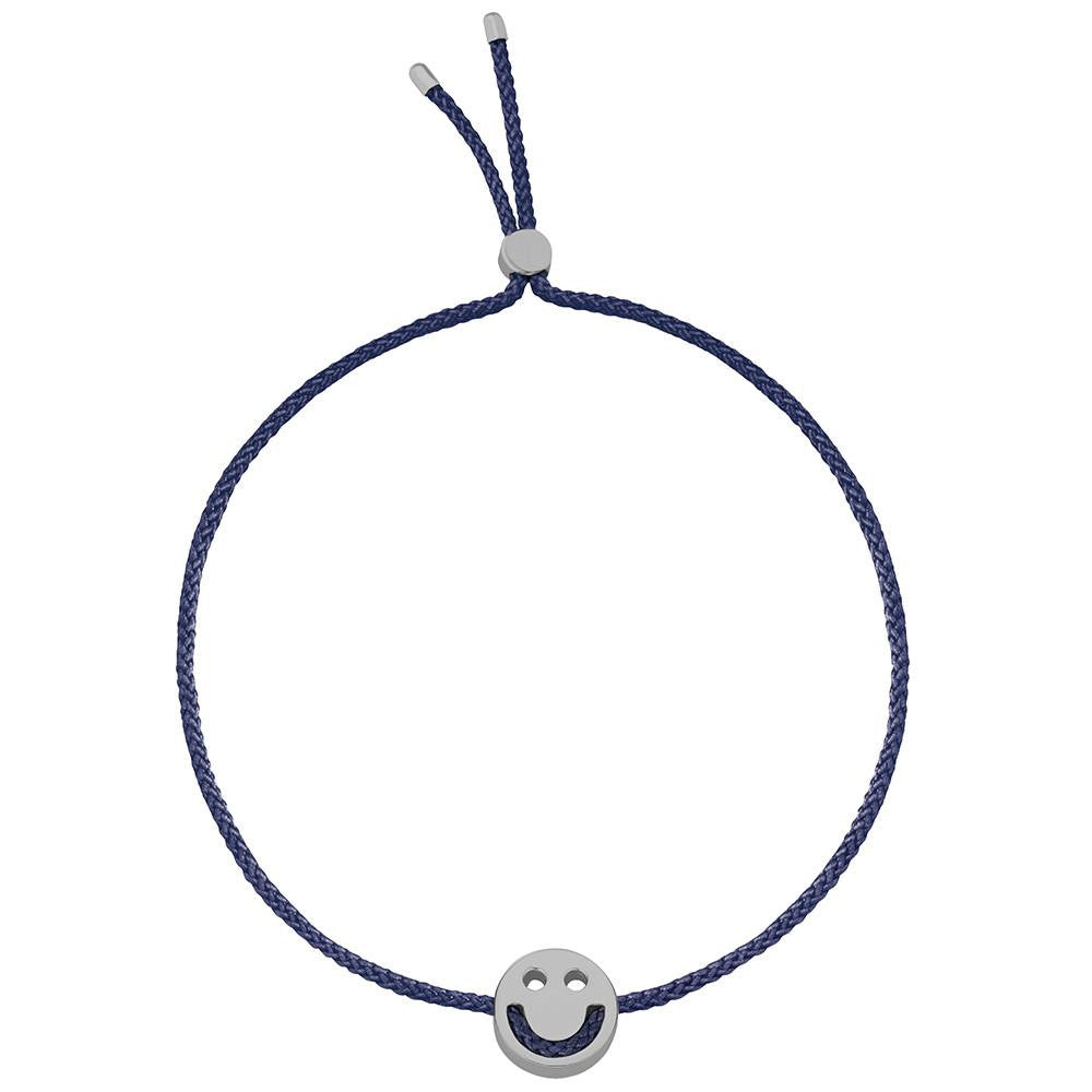 Ruifier Friends Happy Cord Bracelet Navy Black Rhodium