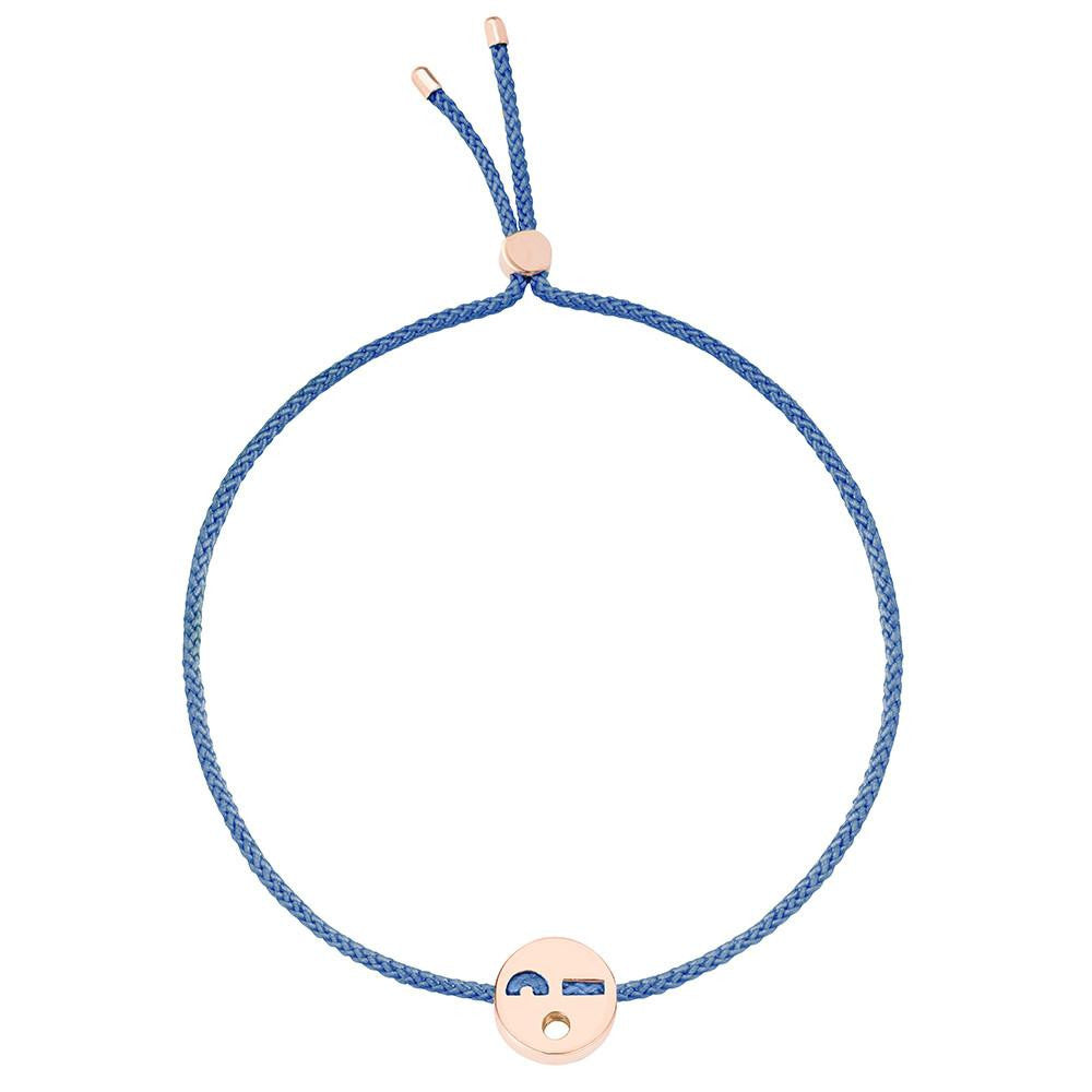 Ruifier Friends Flirty Cord Bracelet Dusky Blue Rose Gold