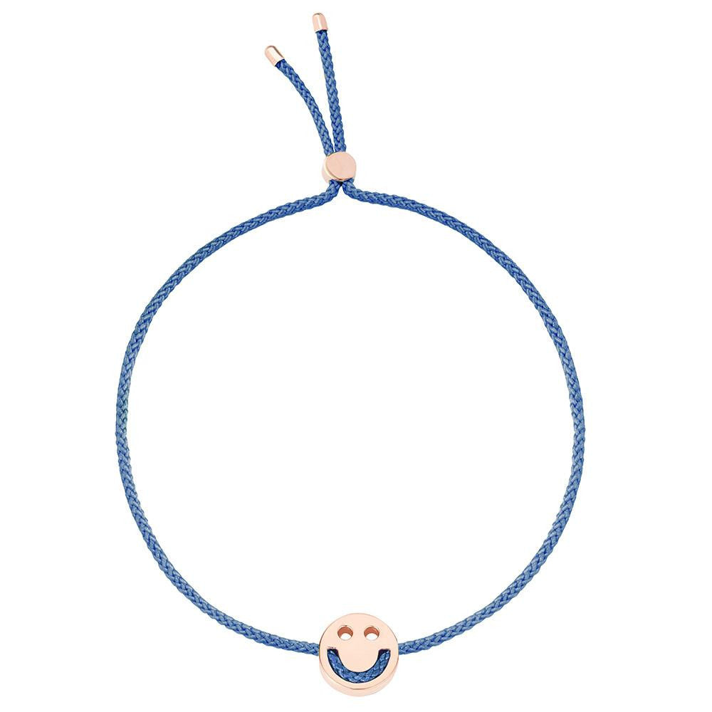 Ruifier Friends Happy Cord Bracelet Dusky Blue Rose Gold