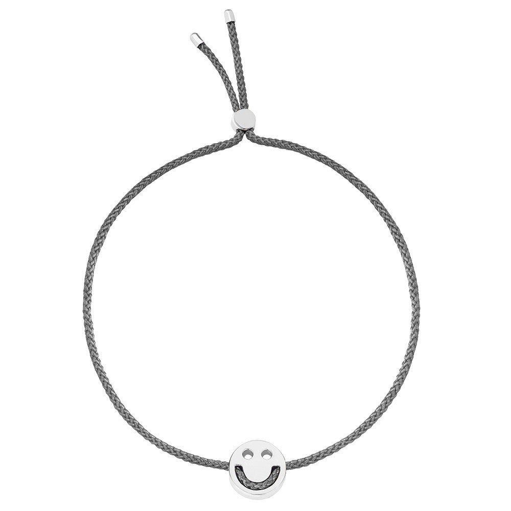 Ruifier Friends Happy Cord Bracelet Dark Grey Sterling Silver