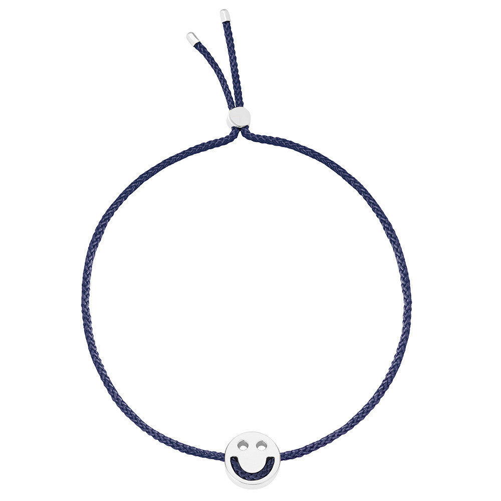 Ruifier Friends Happy Cord Bracelet Navy Sterling Silver