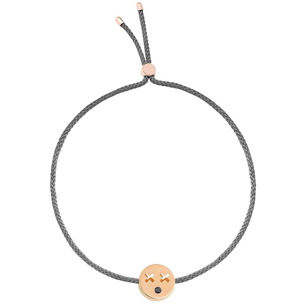 Ruifier Friends Quirky Cord Bracelet Dark Grey Rose Gold
