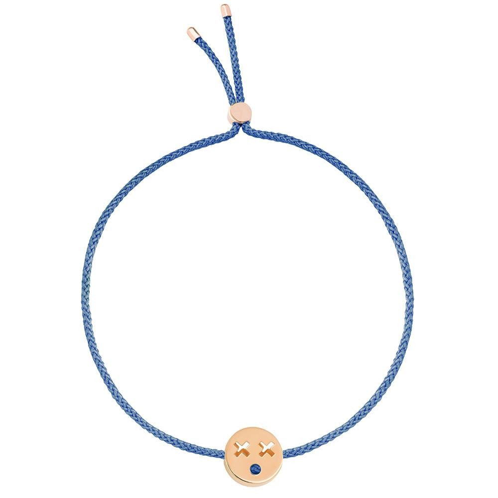 Ruifier Friends Quirky Cord Bracelet Dusky Blue Rose Gold