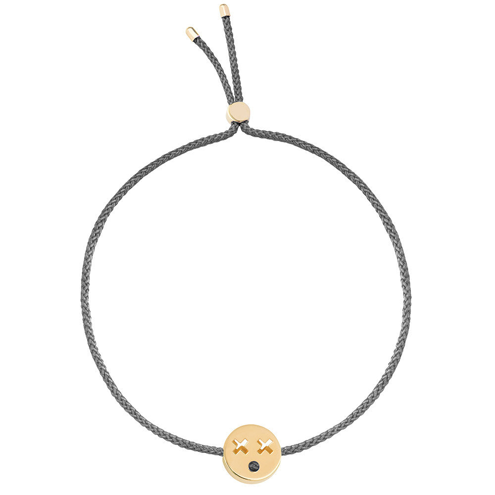 Ruifier Friends Quirky Cord Bracelet Dark Grey Yellow Gold