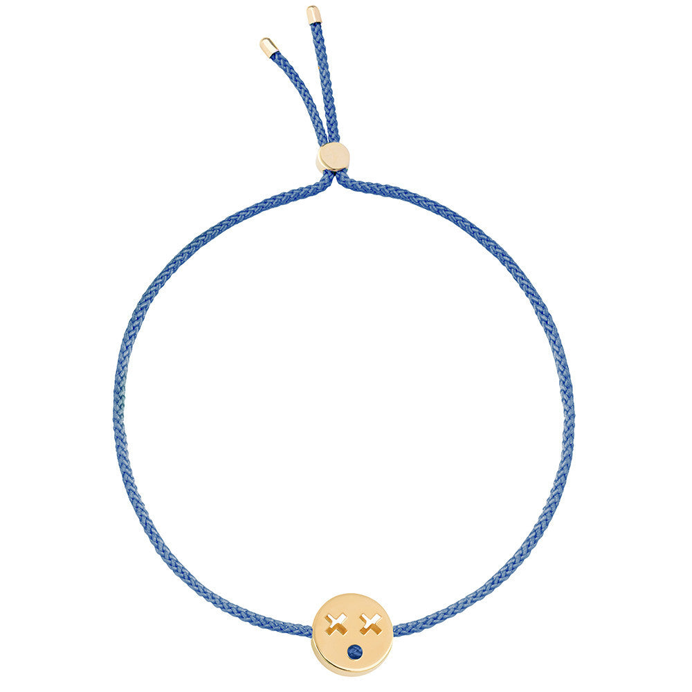 Ruifier Friends Quirky Cord Bracelet Dusky Blue Yellow Gold