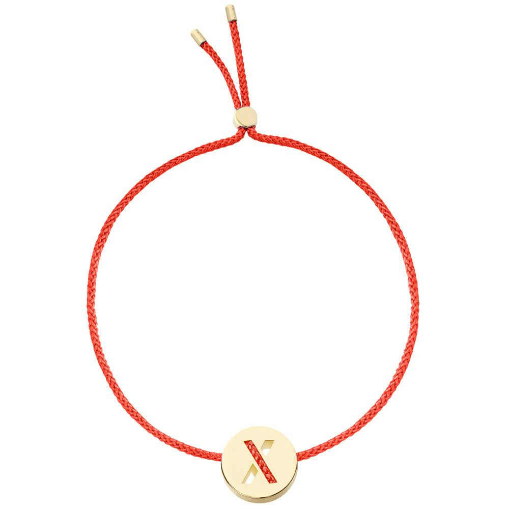 Ruifier ABC's X Cord Bracelet Red Yellow Gold