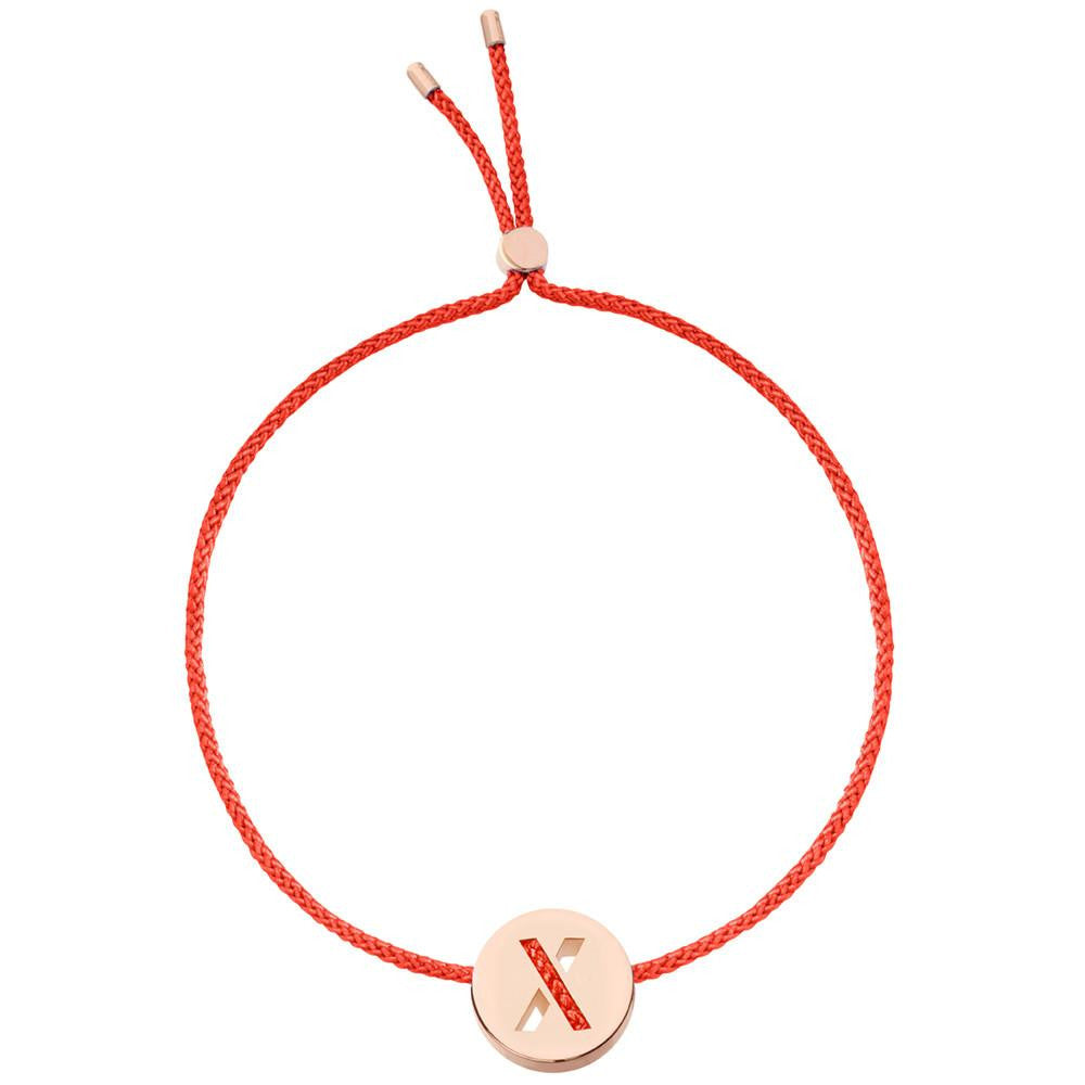 Ruifier ABC's X Cord Bracelet Red Rose Gold